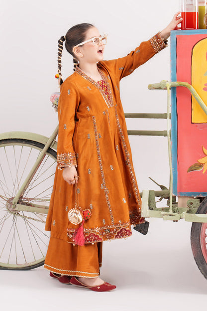 3 Piece Embroidered Raw Silk Suit - Kids Clothes - available at Maria Faisal in UK and USA