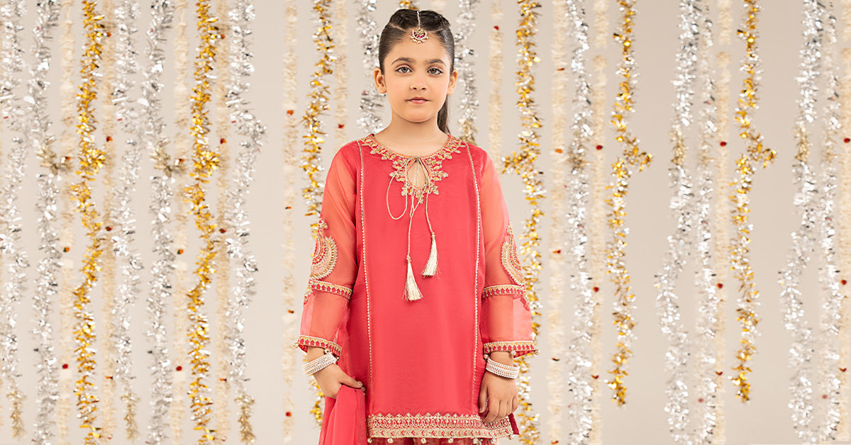 2 Piece Embroidered Organza Suit - Kids Clothing - available at Maria Faisal in UK and USA.