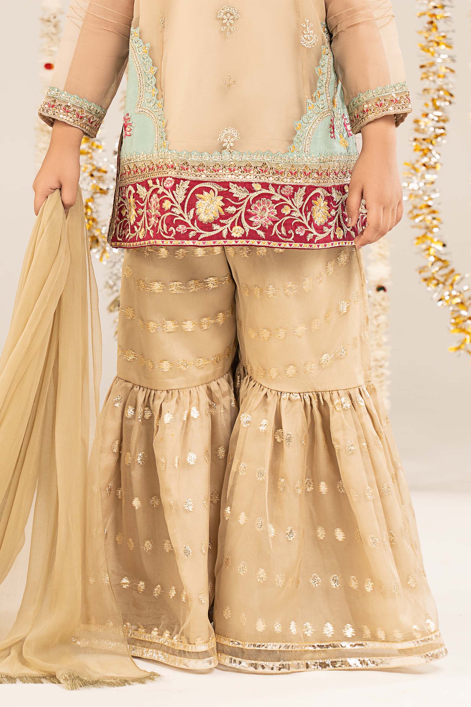 2 Piece Embroidered Organza Suit - Kids Clothing - available at Maria Faisal in UK and USA.