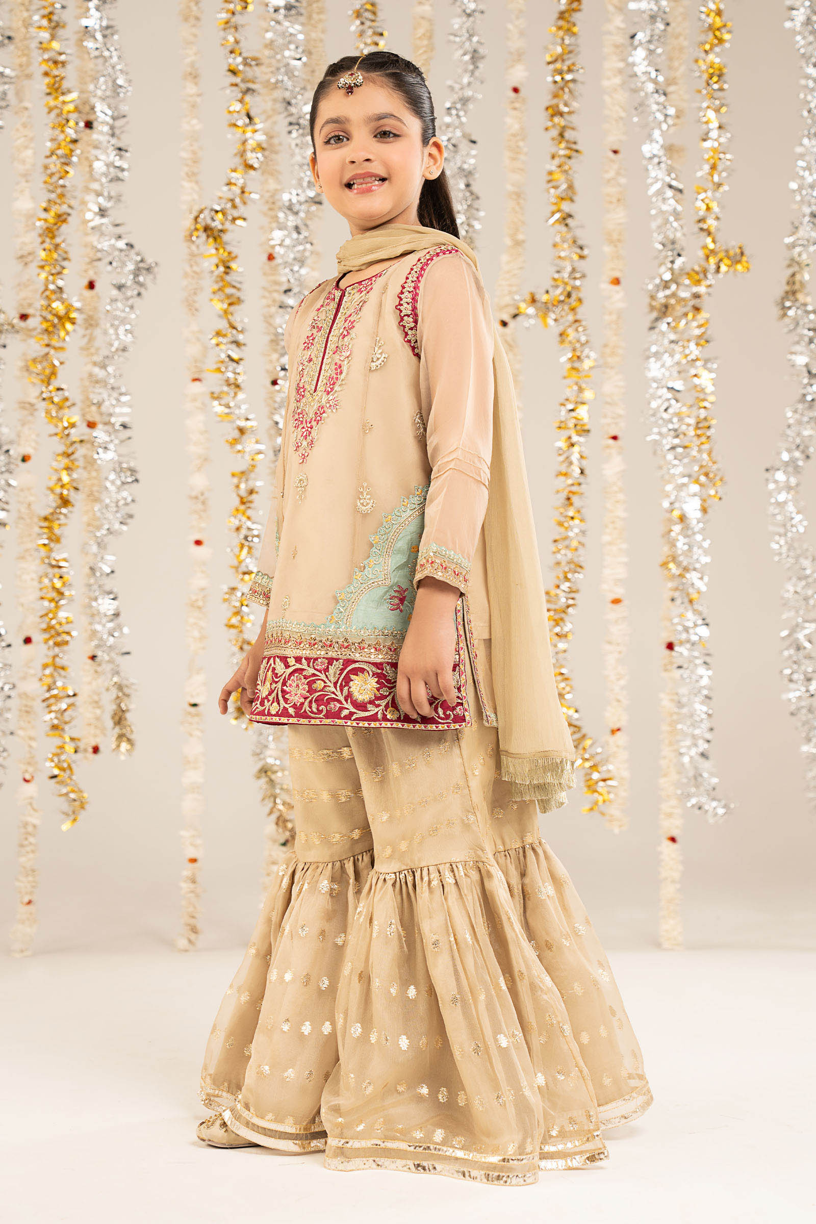 2 Piece Embroidered Organza Suit - Kids Clothing - available at Maria Faisal in UK and USA.