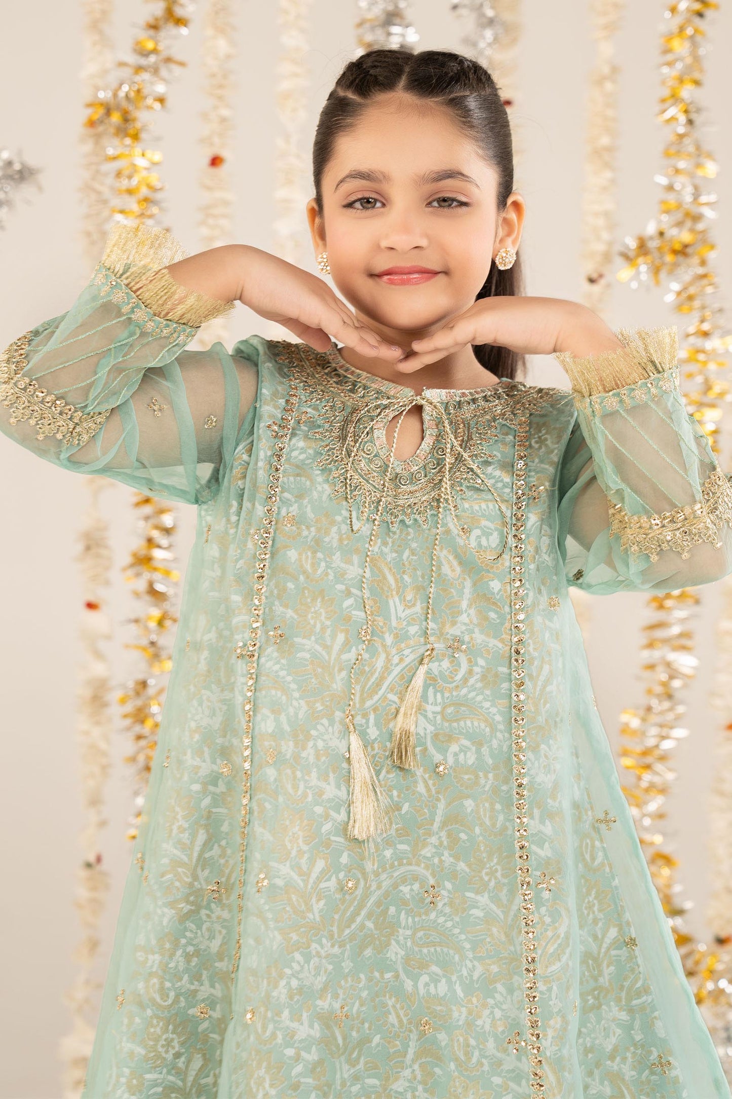 2 Piece Embroidered Organza Suit - Kids Clothing - available at Maria Faisal in UK and USA.