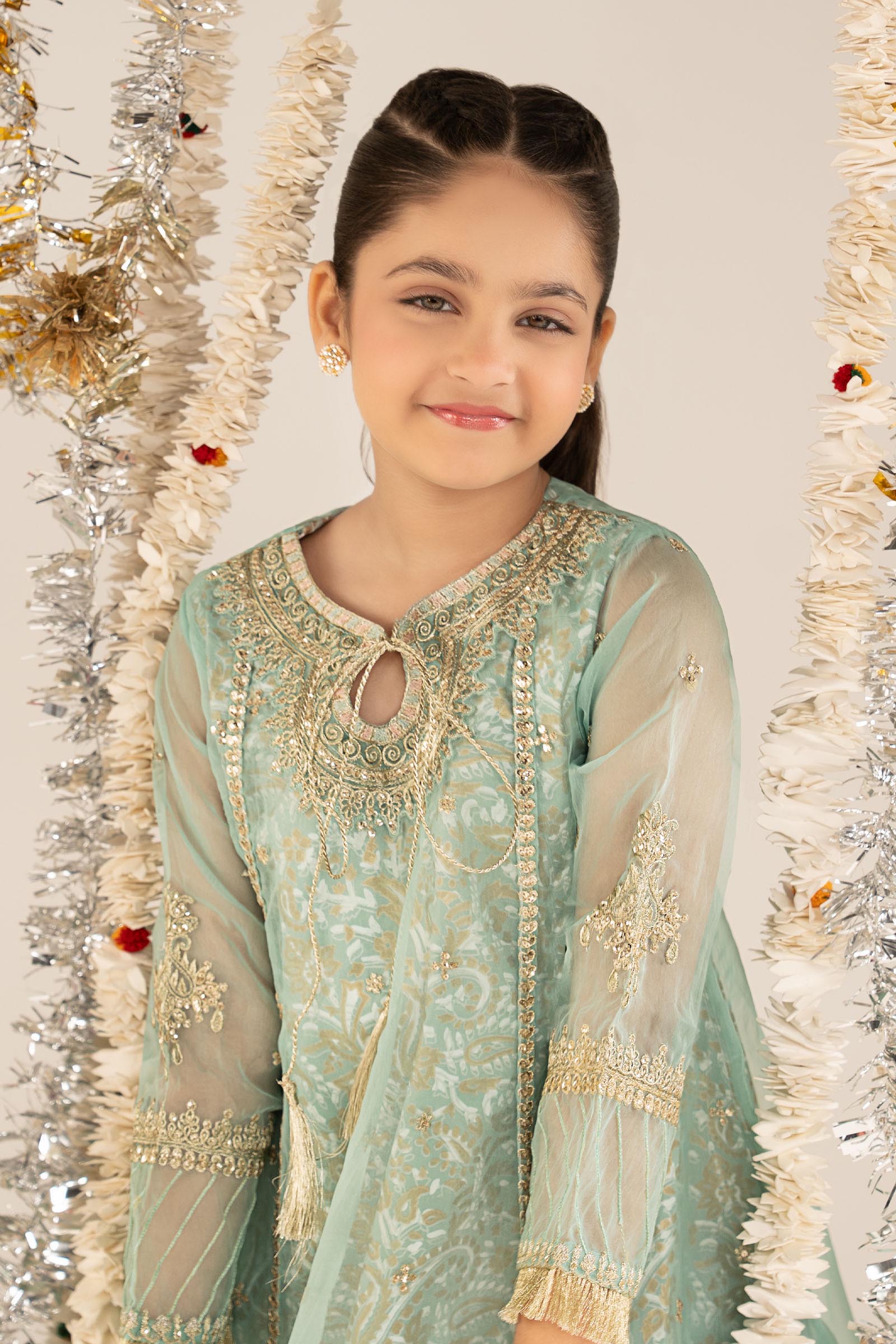 2 Piece Embroidered Organza Suit - Kids Clothing - available at Maria Faisal in UK and USA.