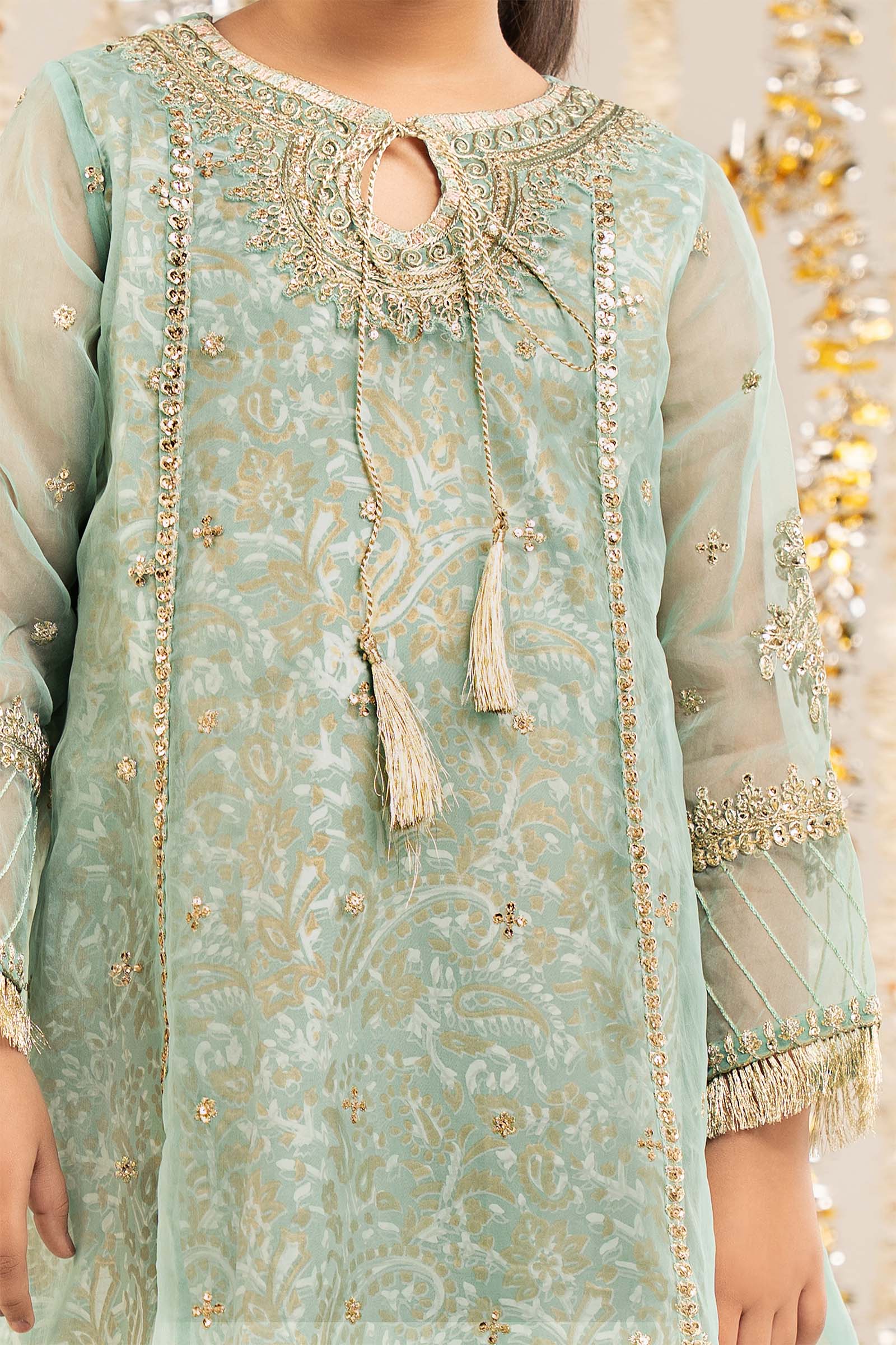 2 Piece Embroidered Organza Suit - Kids Clothing - available at Maria Faisal in UK and USA.