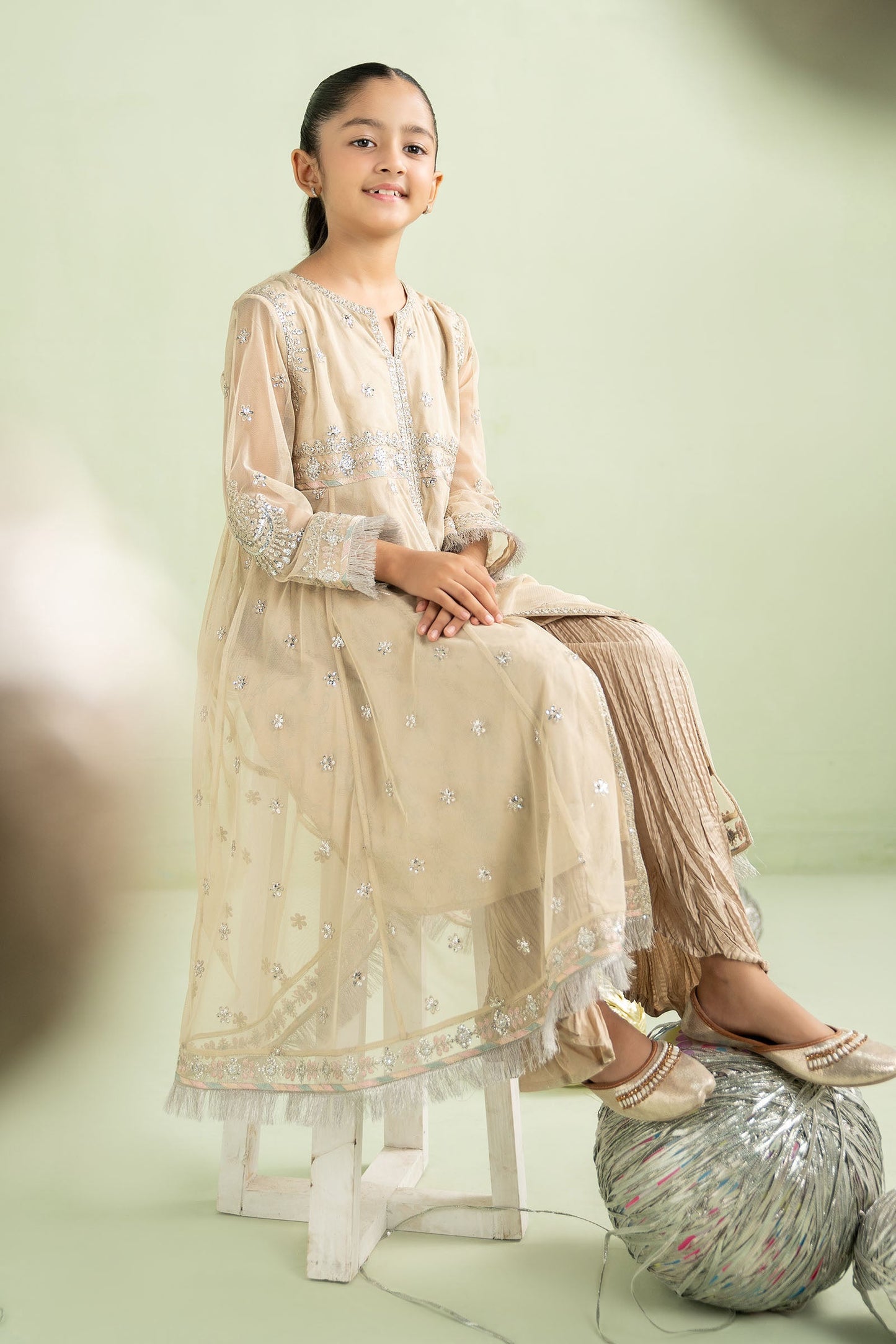 2 Piece Embroidered Net Suit - Kids Clothes - available at Maria Faisal in UK and USA
