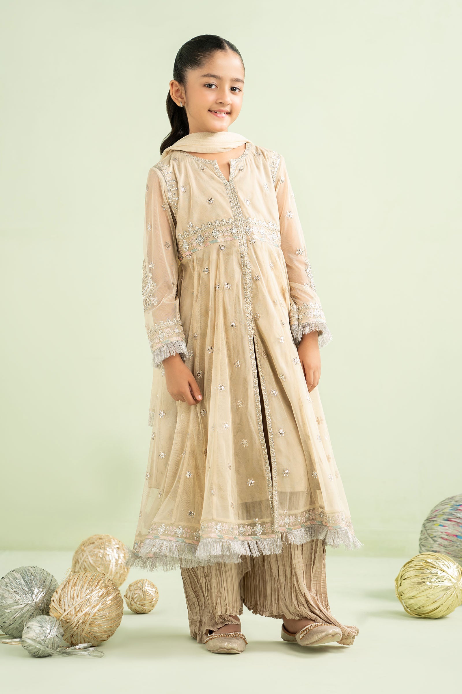 2 Piece Embroidered Net Suit - Kids Clothes - available at Maria Faisal in UK and USA