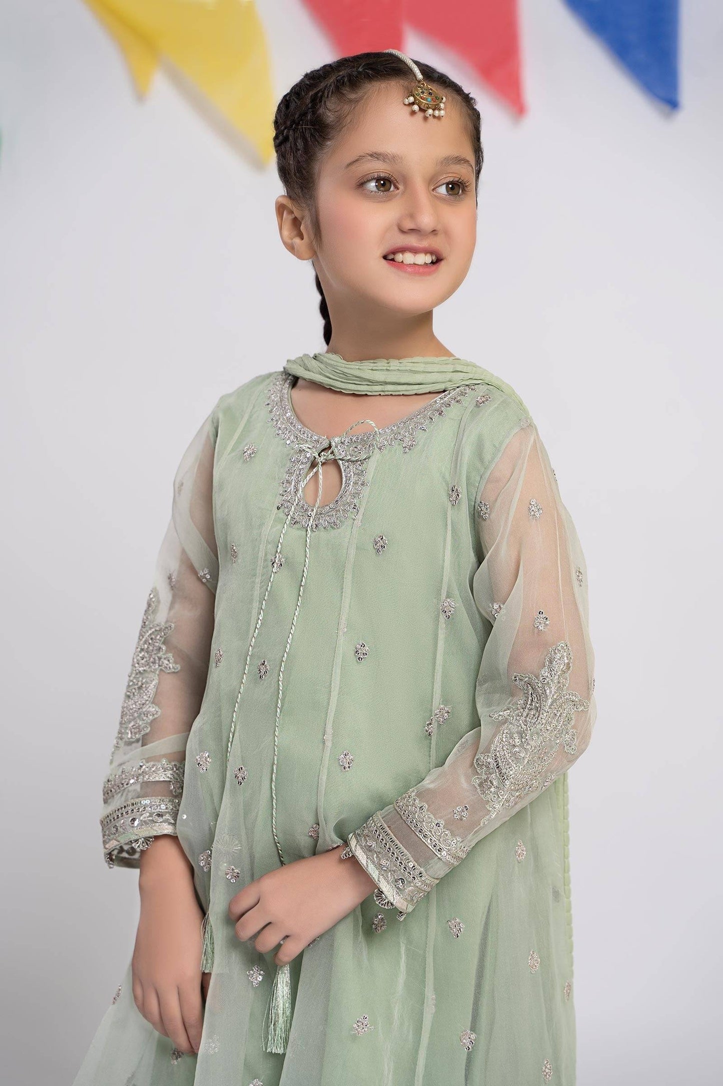 Maria B | 3 Piece Embroidered Organza Suit | MKS-EF24-15 by Maria Faisal - Registered Vendor of : Maria B - type : Kids Clothes - 100% original wedding dresses