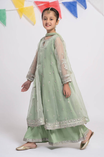 Maria B | 3 Piece Embroidered Organza Suit | MKS-EF24-15 by Maria Faisal - Registered Vendor of : Maria B - type : Kids Clothes - 100% original wedding dresses