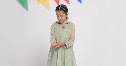 Maria B | 3 Piece Embroidered Organza Suit | MKS-EF24-15 by Maria Faisal - Registered Vendor of : Maria B - type : Kids Clothes - 100% original wedding dresses