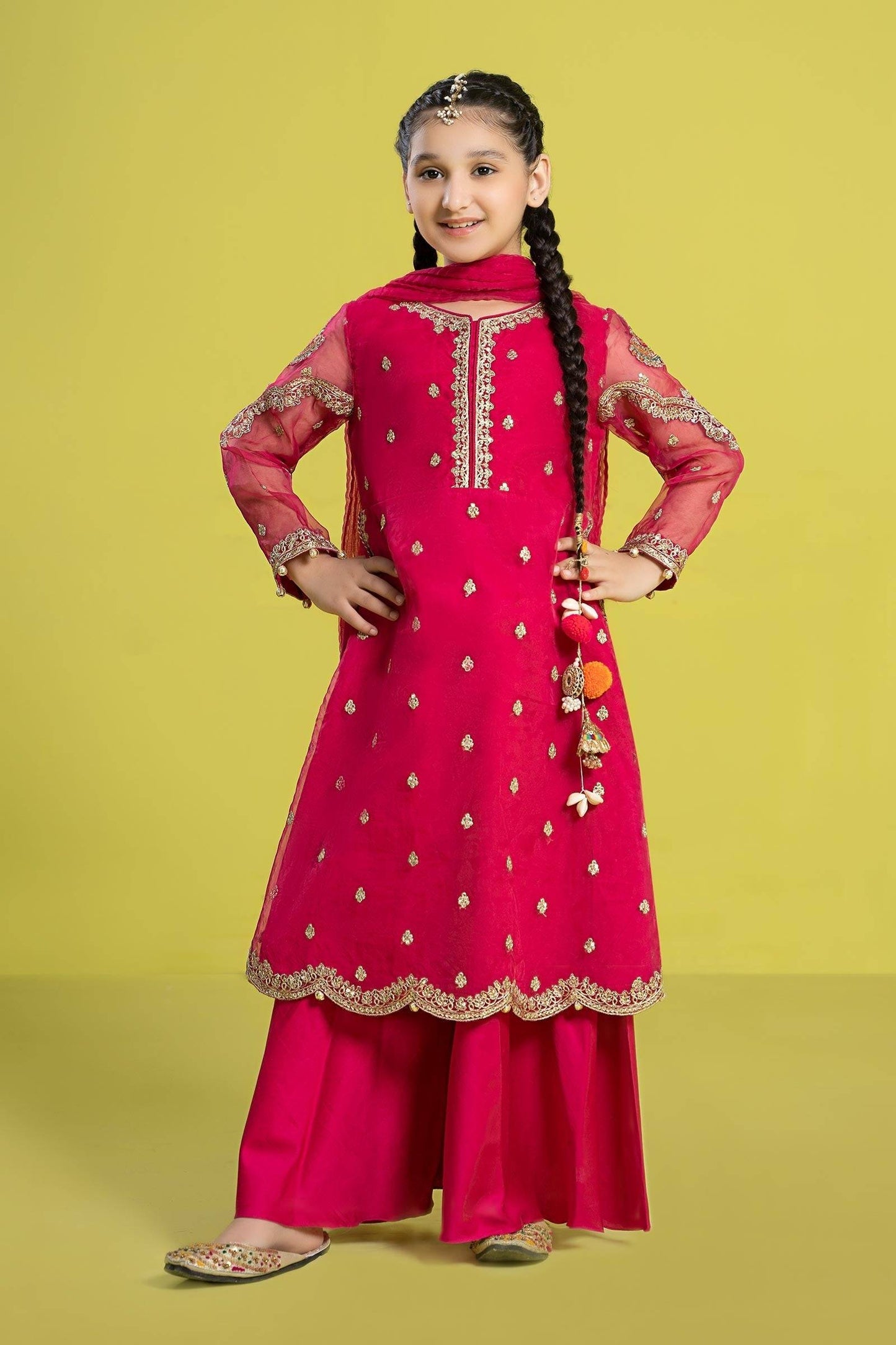 Maria B | 3 Piece Embroidered Organza Suit | MKS-EF24-23 by Maria Faisal - Registered Vendor of : Maria B - type : Kids Clothes - 100% original wedding dresses