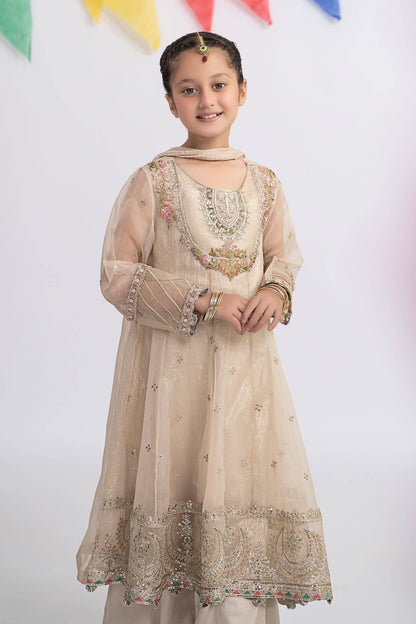Maria B | 3 Piece Embroidered Organza Suit | MKS-EF24-26 by Maria Faisal - Registered Vendor of : Maria B - type : Kids Clothes - 100% original wedding dresses