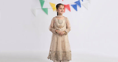 Maria B | 3 Piece Embroidered Organza Suit | MKS-EF24-26 by Maria Faisal - Registered Vendor of : Maria B - type : Kids Clothes - 100% original wedding dresses