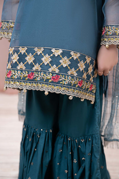 Maria B | 3 Piece Embroidered Organza Suit | MKS-EF24-29 by Maria Faisal - Registered Vendor of : Maria B - type : Kids Clothes - 100% original wedding dresses