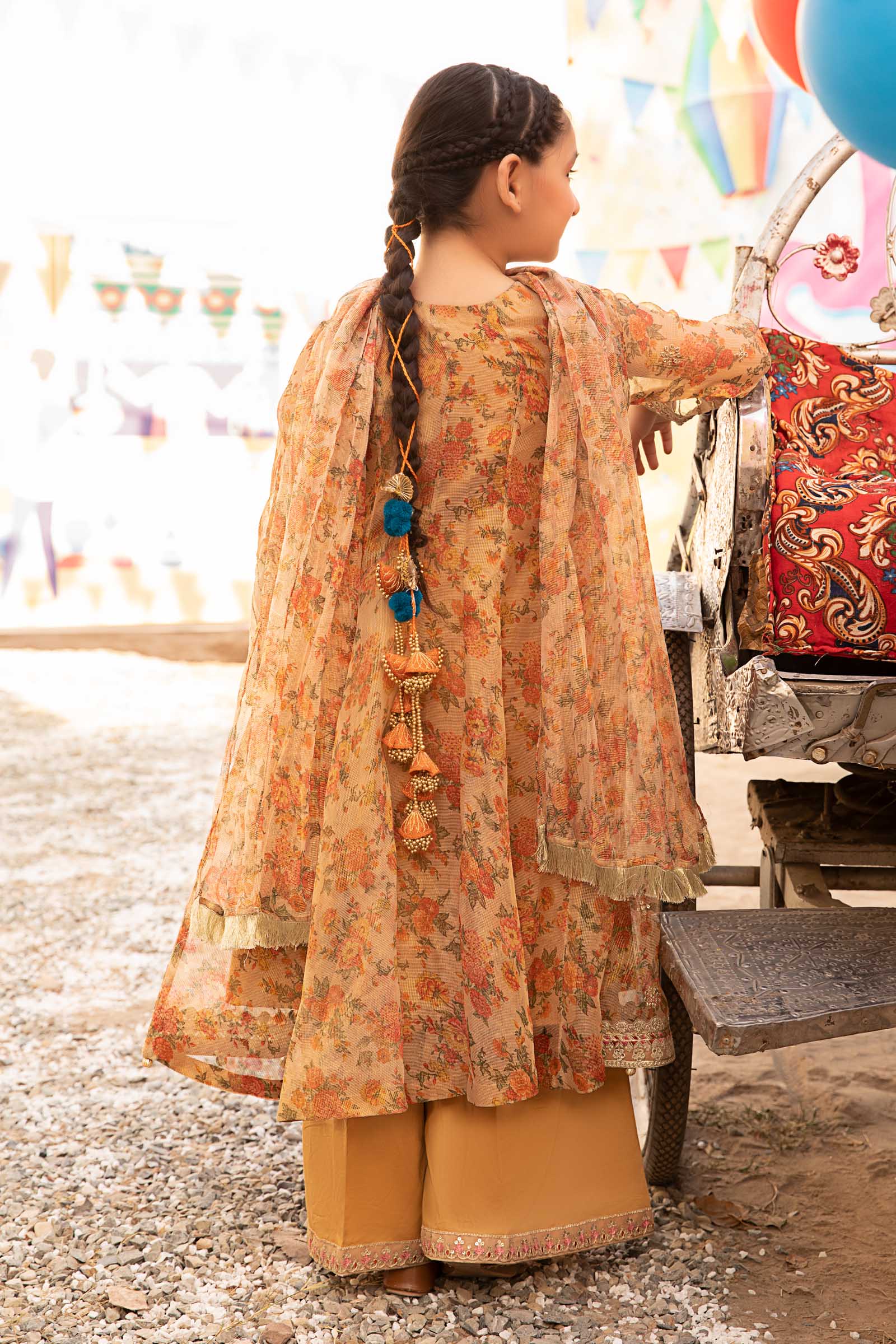 Maria B | 3 Piece Embroidered Zari Masoori Organza Suit | MKS-EF24-38 by Maria Faisal - Registered Vendor of : Maria B - type : Kids Clothes - 100% original wedding dresses