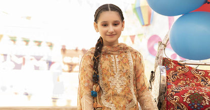 Maria B | 3 Piece Embroidered Zari Masoori Organza Suit | MKS-EF24-38 by Maria Faisal - Registered Vendor of : Maria B - type : Kids Clothes - 100% original wedding dresses