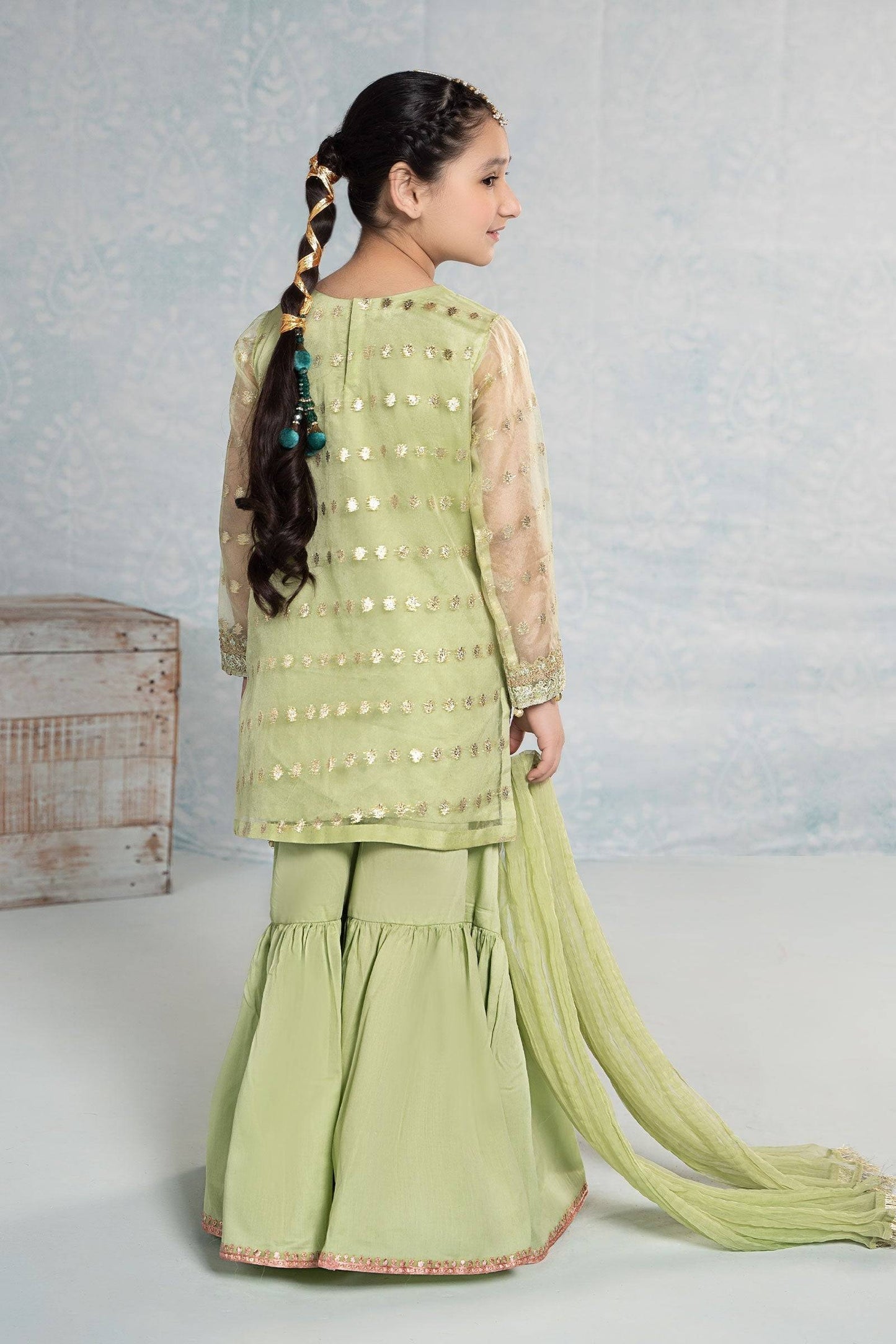 Maria B | 3 Piece Embroidered Organza Suit | MKS-EF24-45 by Maria Faisal - Registered Vendor of : Maria B - type : Kids Clothes - 100% original wedding dresses