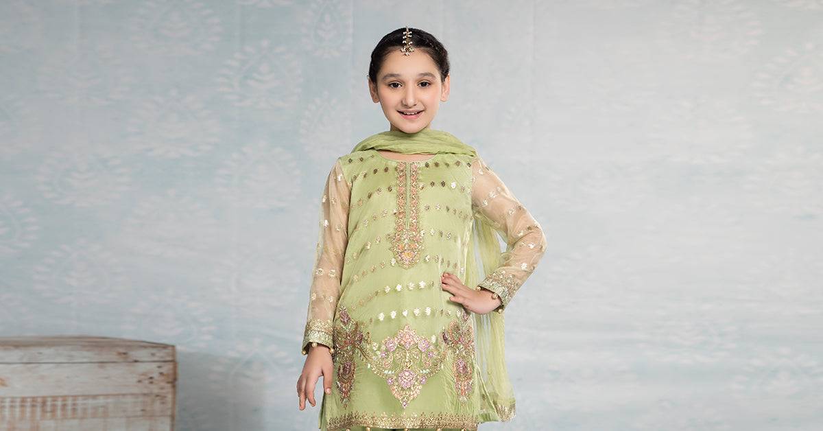 Maria B | 3 Piece Embroidered Organza Suit | MKS-EF24-45 by Maria Faisal - Registered Vendor of : Maria B - type : Kids Clothes - 100% original wedding dresses