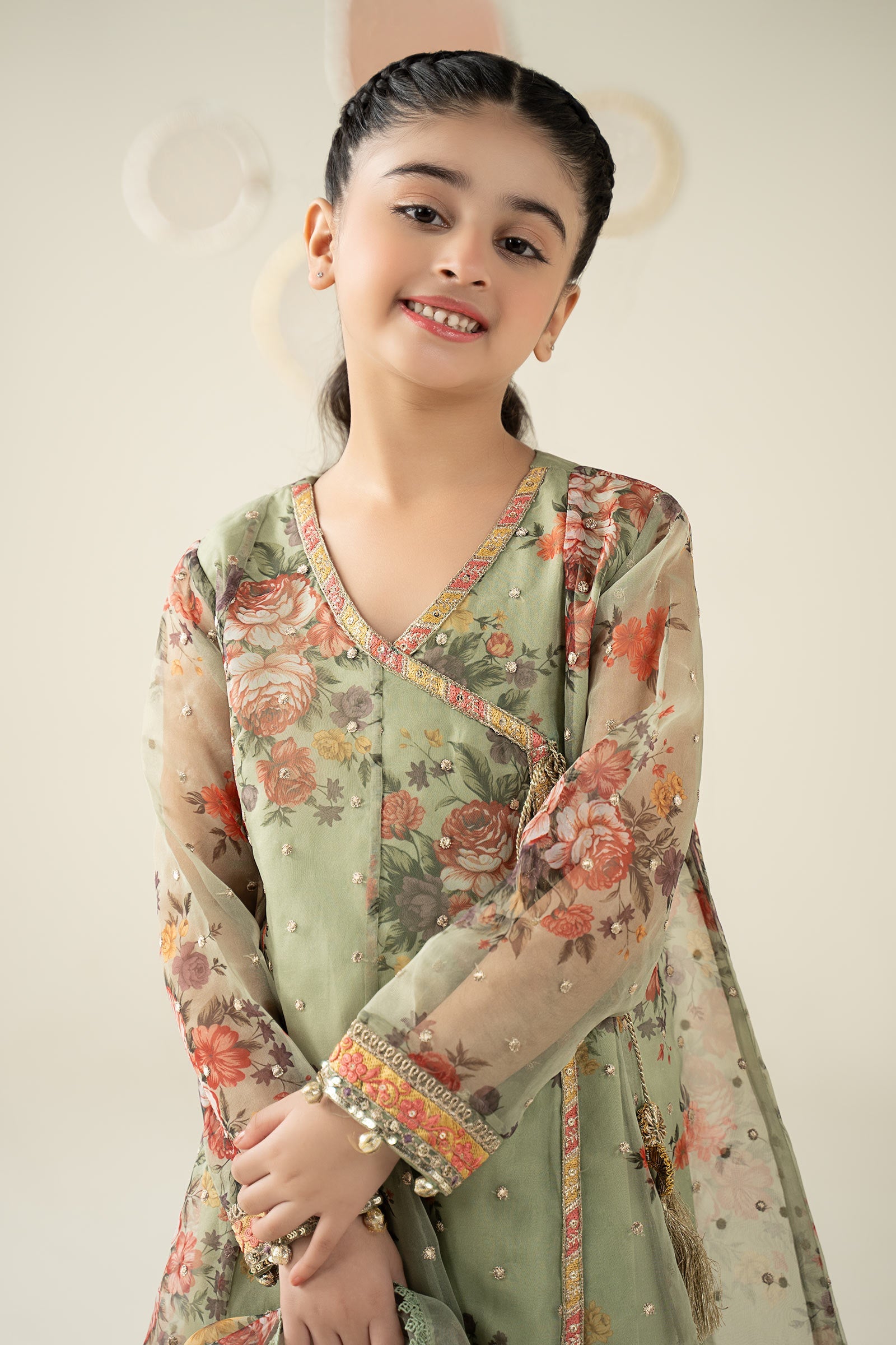 3 PIECE EMBROIDERED ORGANZA SUIT - Kids Clothes - available at Maria Faisal in UK and USA