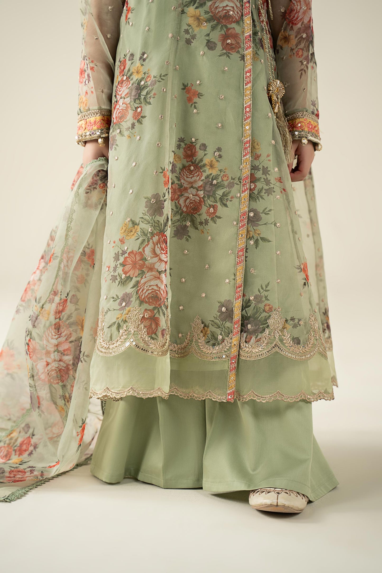 3 PIECE EMBROIDERED ORGANZA SUIT - Kids Clothes - available at Maria Faisal in UK and USA