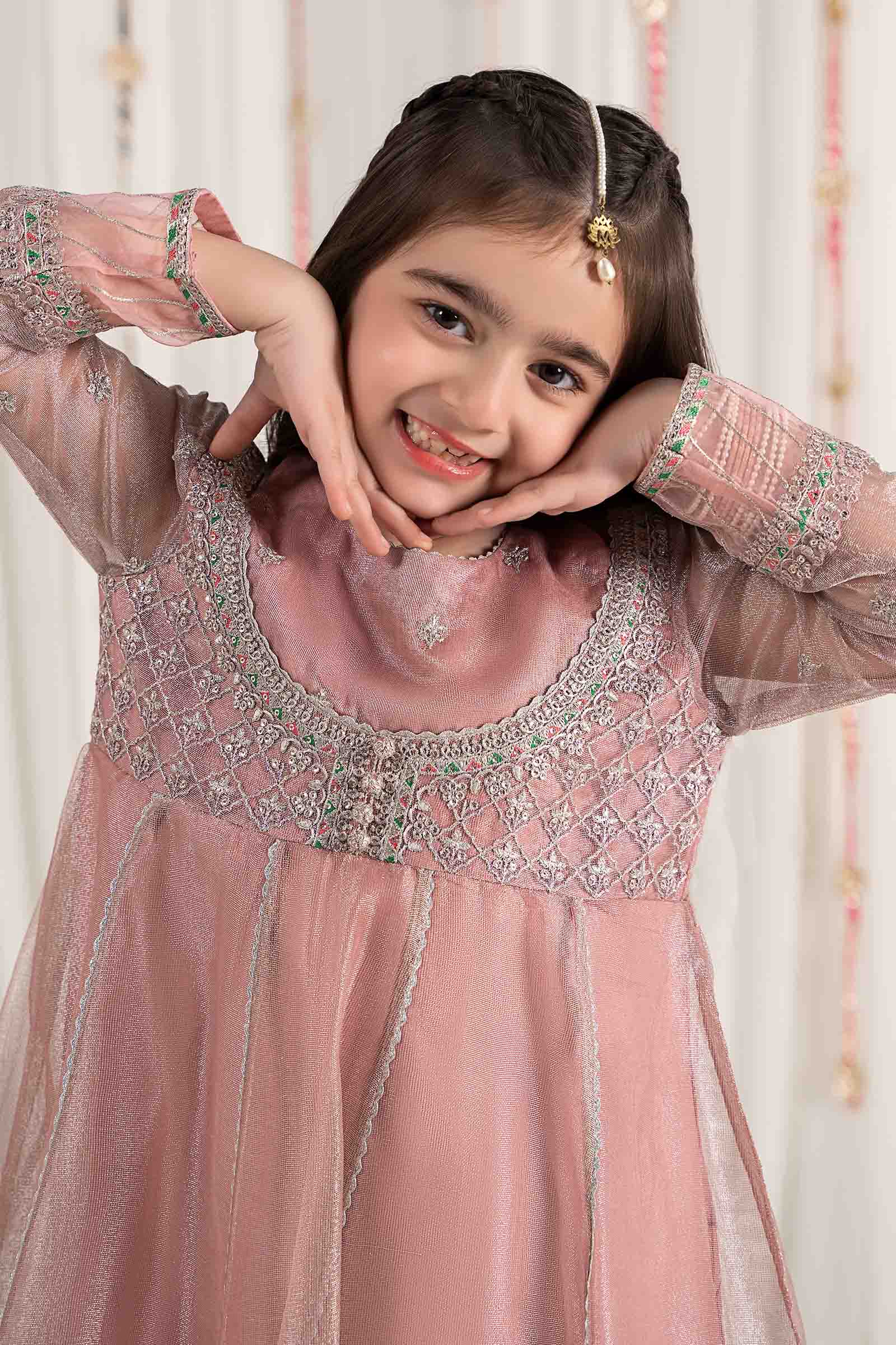 Maria B | 3 Piece Embroidered Zari Net Suit | MKS-EF25-01 by Maria Faisal - Registered Vendor of : Maria B - type : Kids Clothes - 100% original wedding dresses