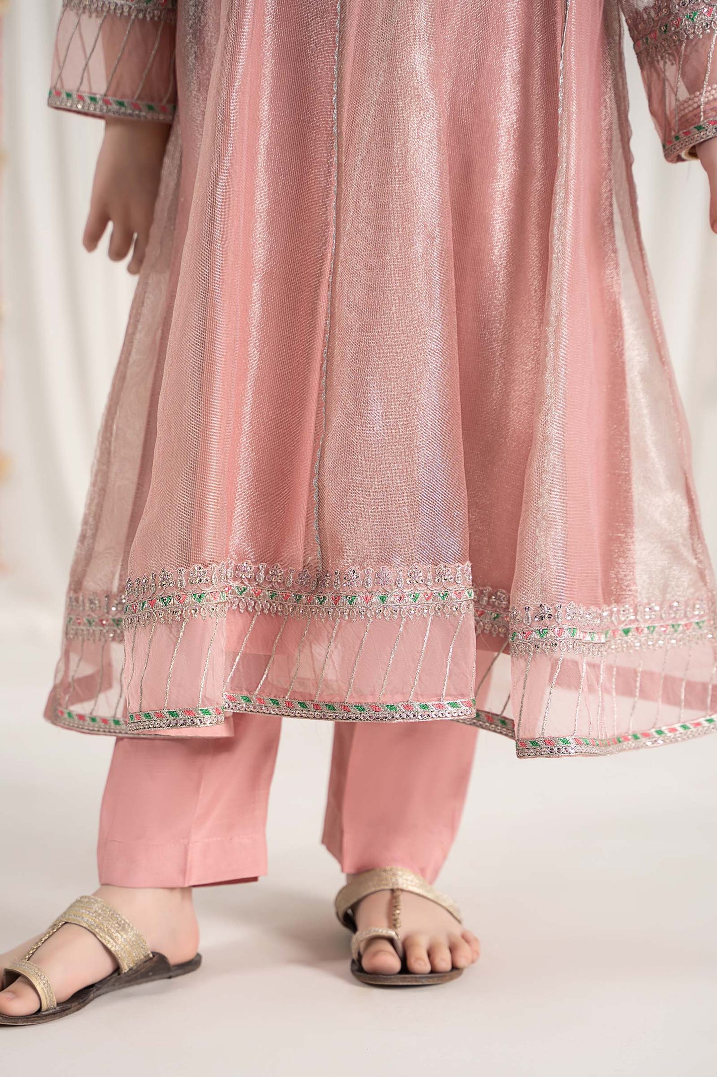 3 Piece Embroidered Zari Net Suit - Kids Clothes - available at Maria Faisal in UK and USA