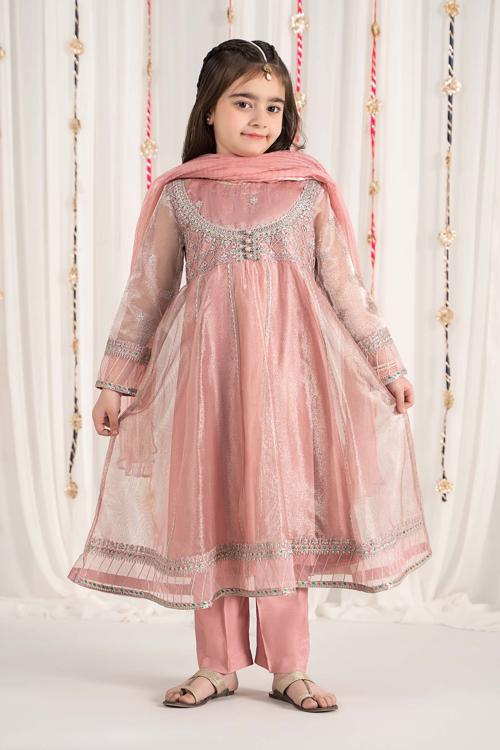 Maria B | 3 Piece Embroidered Zari Net Suit | MKS-EF25-01 by Maria Faisal - Registered Vendor of : Maria B - type : Kids Clothes - 100% original wedding dresses