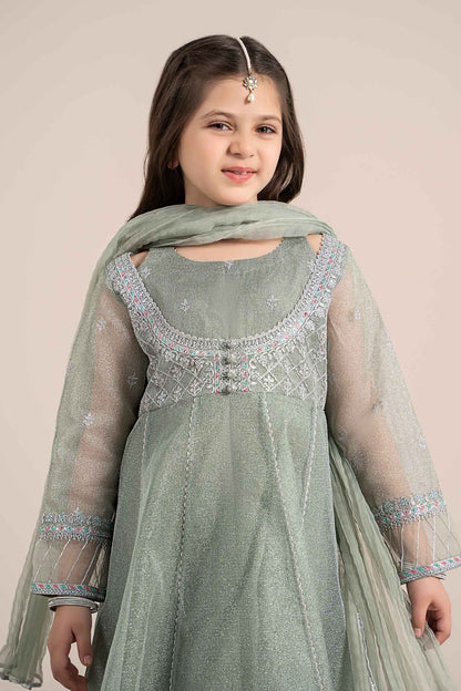 3 Piece Embroidered Zari Net Suit - Kids Clothes - available at Maria Faisal in UK and USA