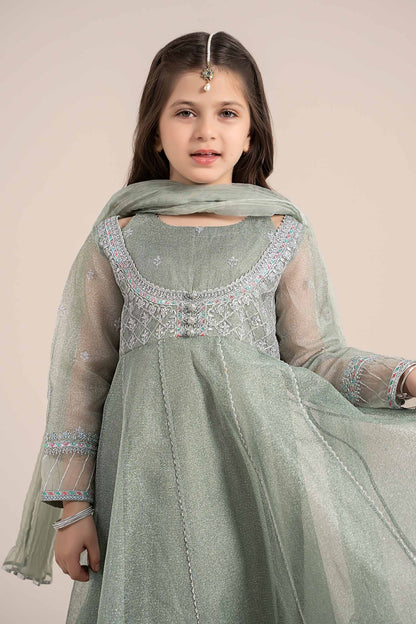 3 Piece Embroidered Zari Net Suit - Kids Clothes - available at Maria Faisal in UK and USA