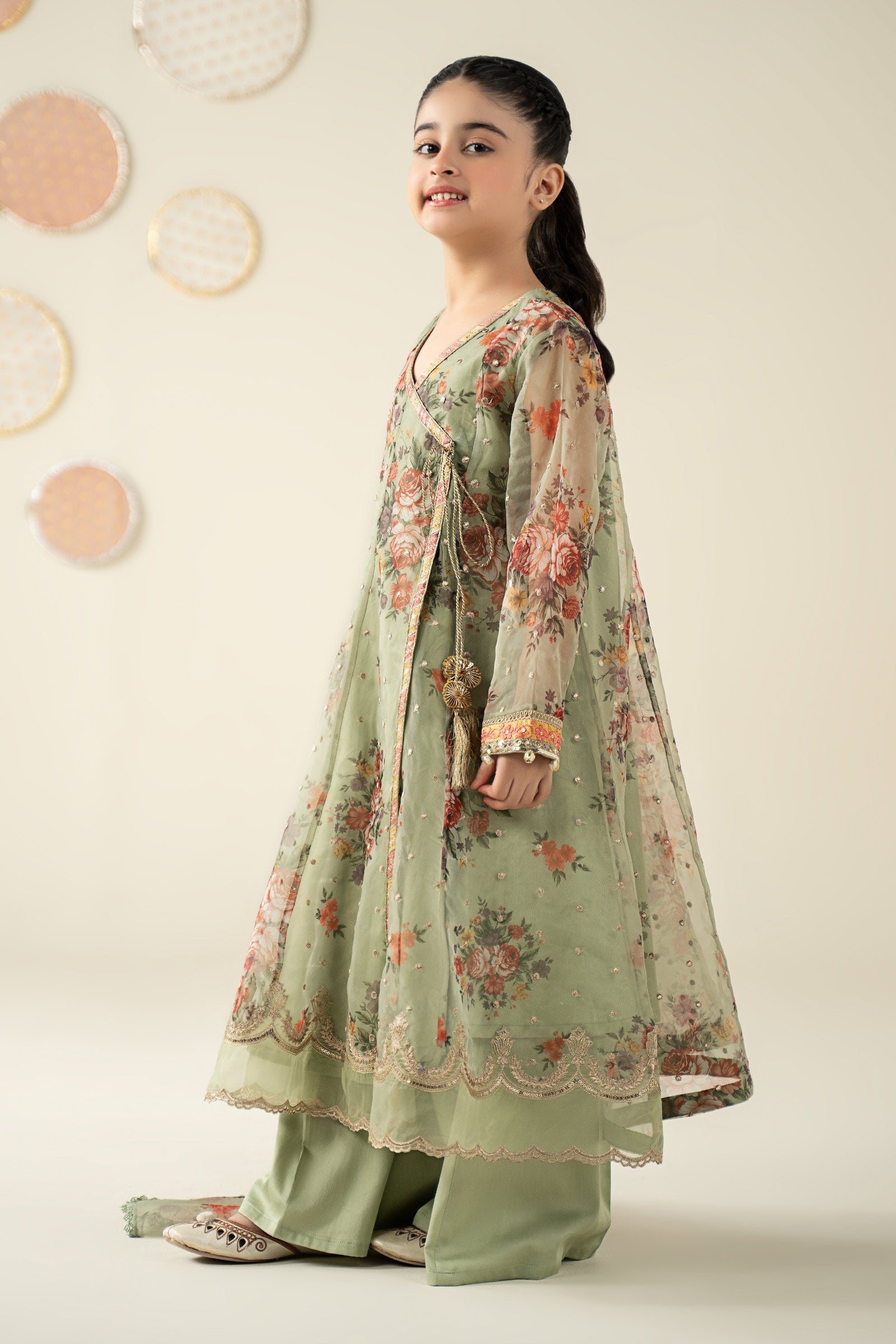 3 PIECE EMBROIDERED ORGANZA SUIT - Kids Clothes - available at Maria Faisal in UK and USA