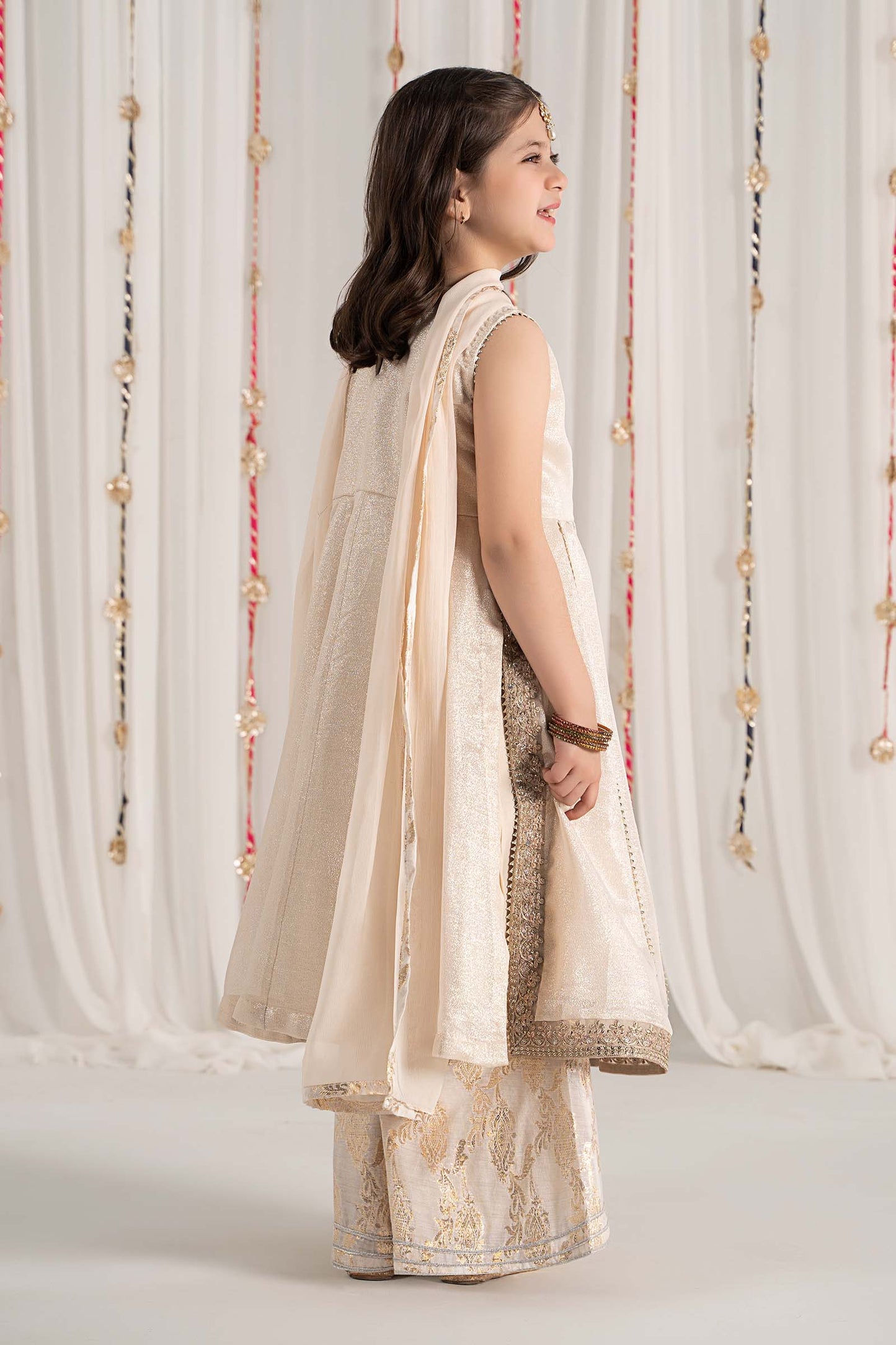 Maria B | 3 Piece Embroidered Cotton Staple Zari Suit | MKS-EF25-04 by Maria Faisal - Registered Vendor of : Maria B - type : Kids Clothes - 100% original wedding dresses