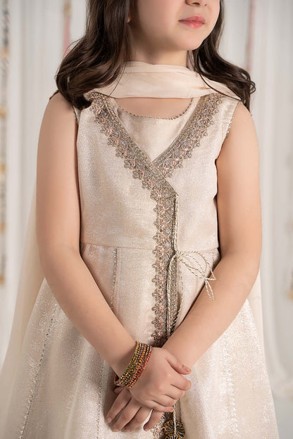 Maria B | 3 Piece Embroidered Cotton Staple Zari Suit | MKS-EF25-04 by Maria Faisal - Registered Vendor of : Maria B - type : Kids Clothes - 100% original wedding dresses