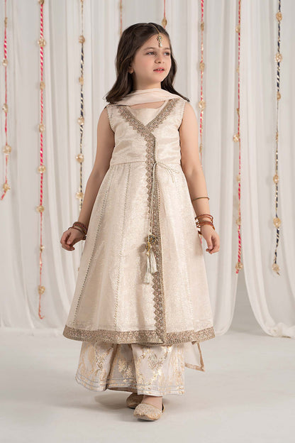 Maria B | 3 Piece Embroidered Cotton Staple Zari Suit | MKS-EF25-04 by Maria Faisal - Registered Vendor of : Maria B - type : Kids Clothes - 100% original wedding dresses