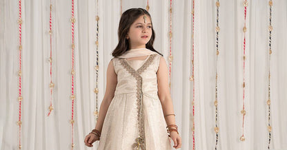 Maria B | 3 Piece Embroidered Cotton Staple Zari Suit | MKS-EF25-04 by Maria Faisal - Registered Vendor of : Maria B - type : Kids Clothes - 100% original wedding dresses