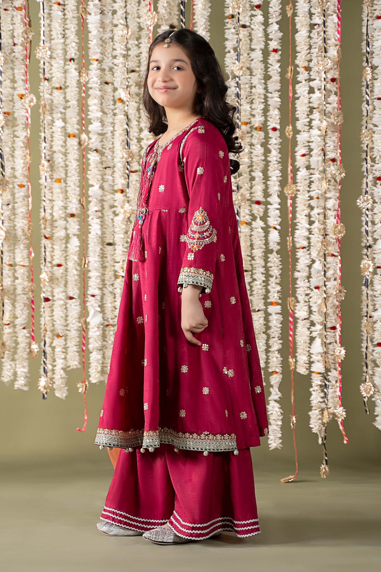 3 Piece Embroidered Raw Silk Suit - Kids Clothes - available at Maria Faisal in UK and USA