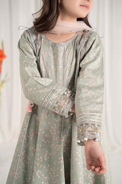 Maria B | 3 Piece Embroidered Cotton Satin Suit | MKS-EF25-08 by Maria Faisal - Registered Vendor of : Maria B - type : Kids Clothes - 100% original wedding dresses