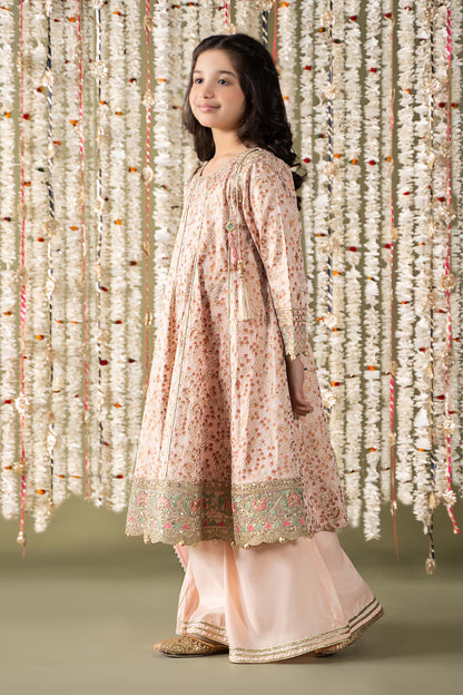 Maria B | 3 Piece Embroidered Cotton Satin Suit | MKS-EF25-08 by Maria Faisal - Registered Vendor of : Maria B - type : Kids Clothes - 100% original wedding dresses