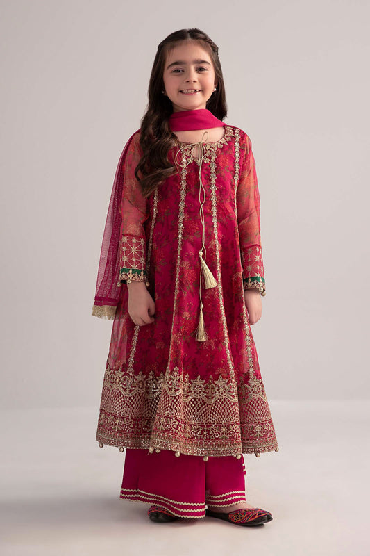 3 Piece Embroidered Poly Organza Suit - Kids Clothes - available at Maria Faisal in UK and USA