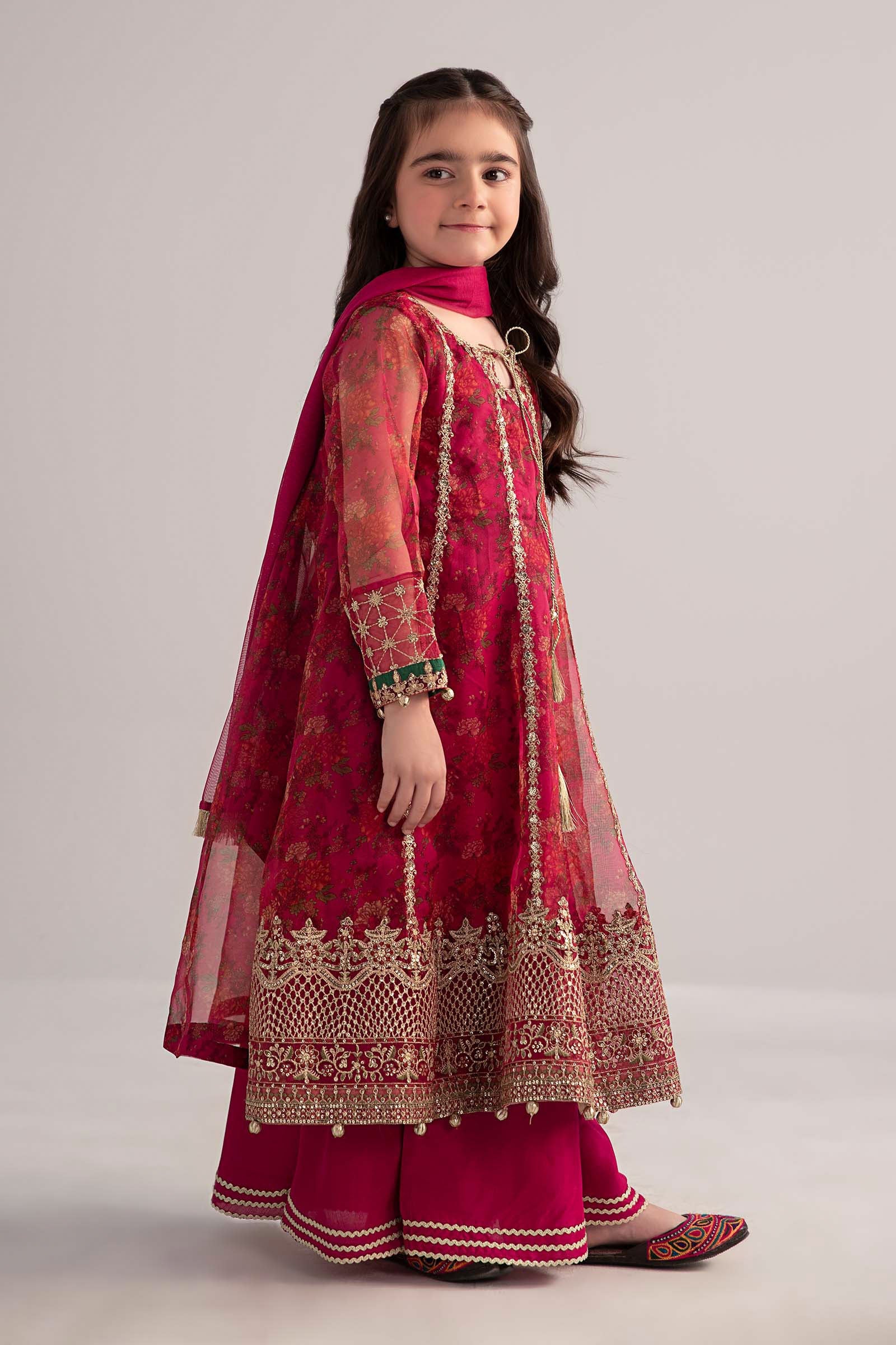 3 Piece Embroidered Poly Organza Suit - Kids Clothes - available at Maria Faisal in UK and USA