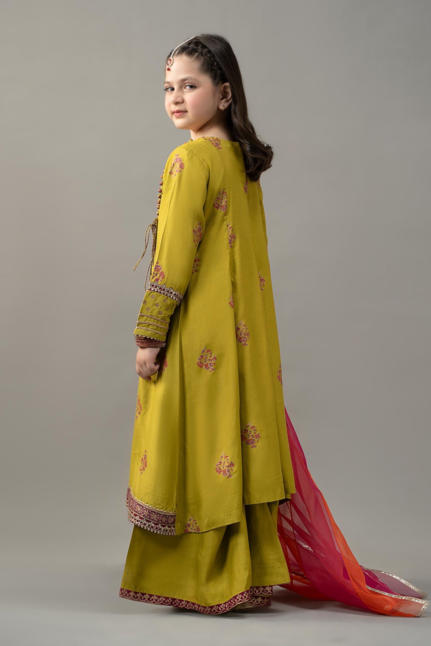 3 Piece Embroidered Raw Silk Suit - Kids Clothing - available at Maria Faisal in UK and USA.