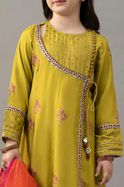 3 Piece Embroidered Raw Silk Suit - Kids Clothing - available at Maria Faisal in UK and USA.