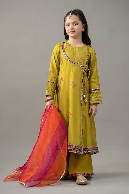 3 Piece Embroidered Raw Silk Suit - Kids Clothes - available at Maria Faisal in UK and USA