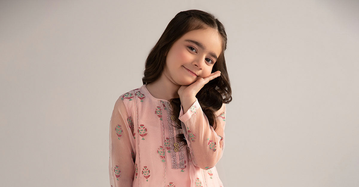 3 Piece Printed Poly Organza Suit - Kids Clothing - available at Maria Faisal in UK and USA.
