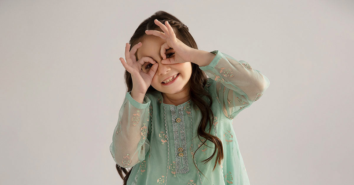 3 Piece Printed Poly Organza Suit - Kids Clothes - available at Maria Faisal in UK and USA