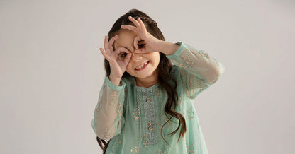 3 Piece Printed Poly Organza Suit - Kids Clothes - available at Maria Faisal in UK and USA