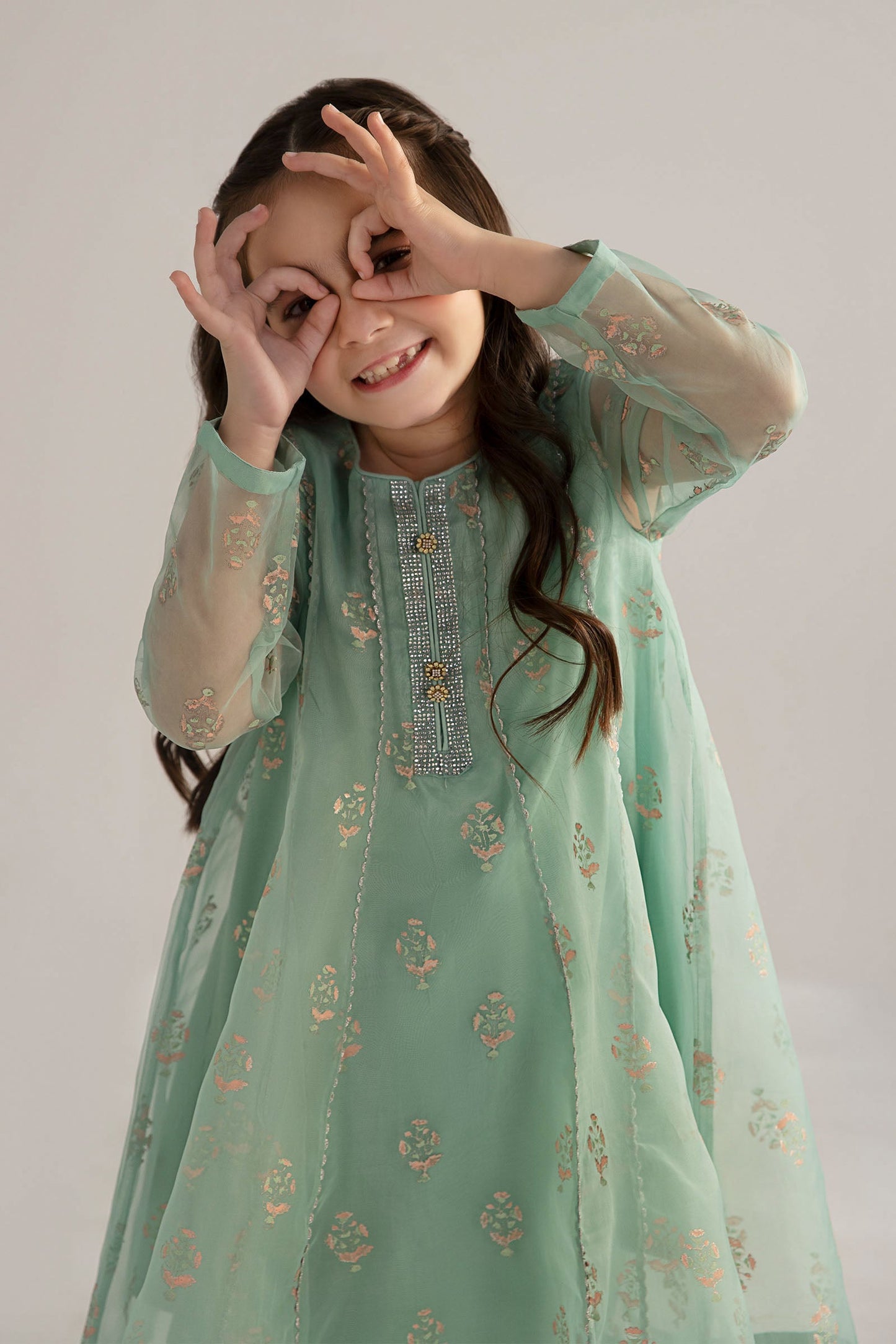 3 Piece Printed Poly Organza Suit - Kids Clothes - available at Maria Faisal in UK and USA