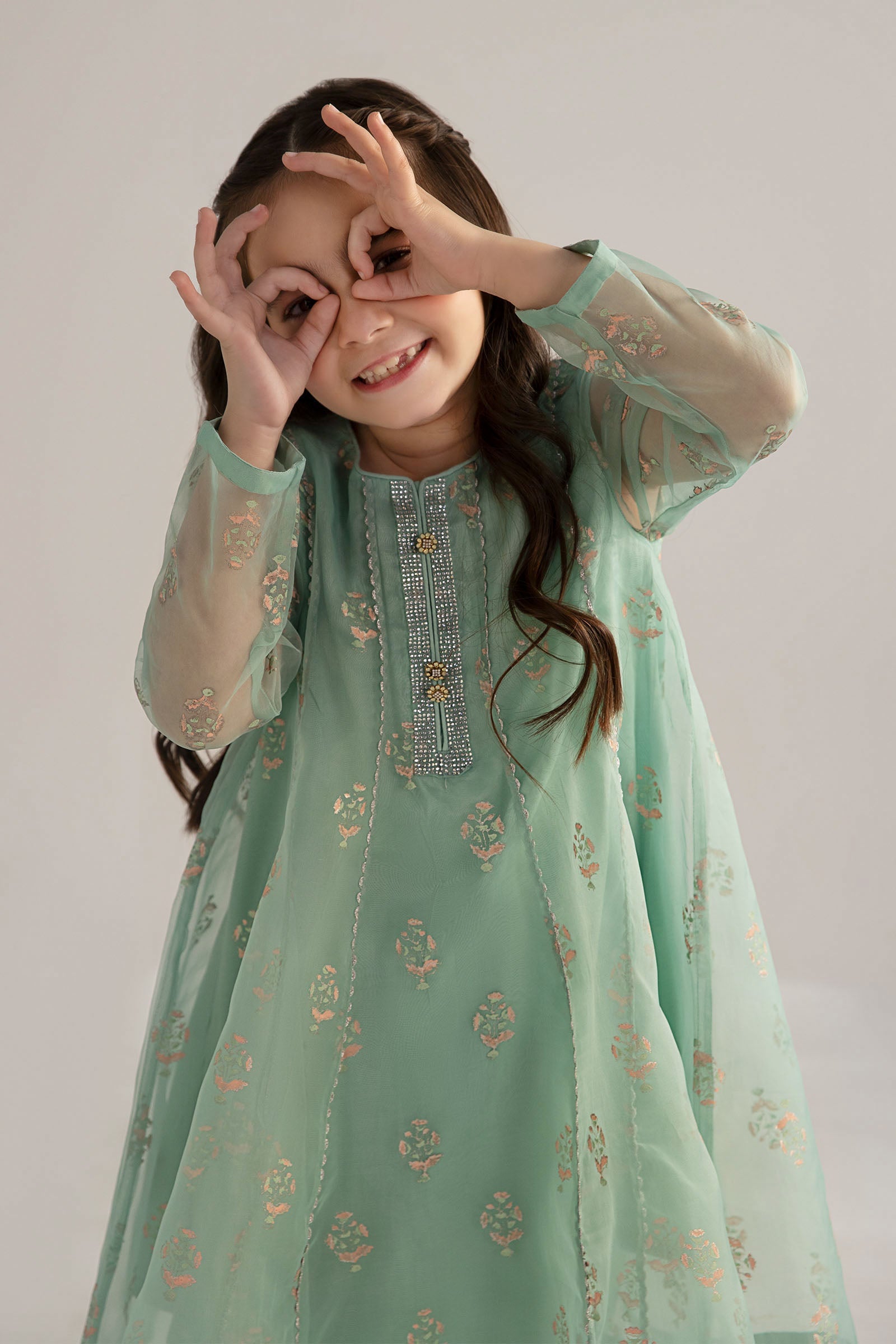3 Piece Printed Poly Organza Suit - Kids Clothes - available at Maria Faisal in UK and USA