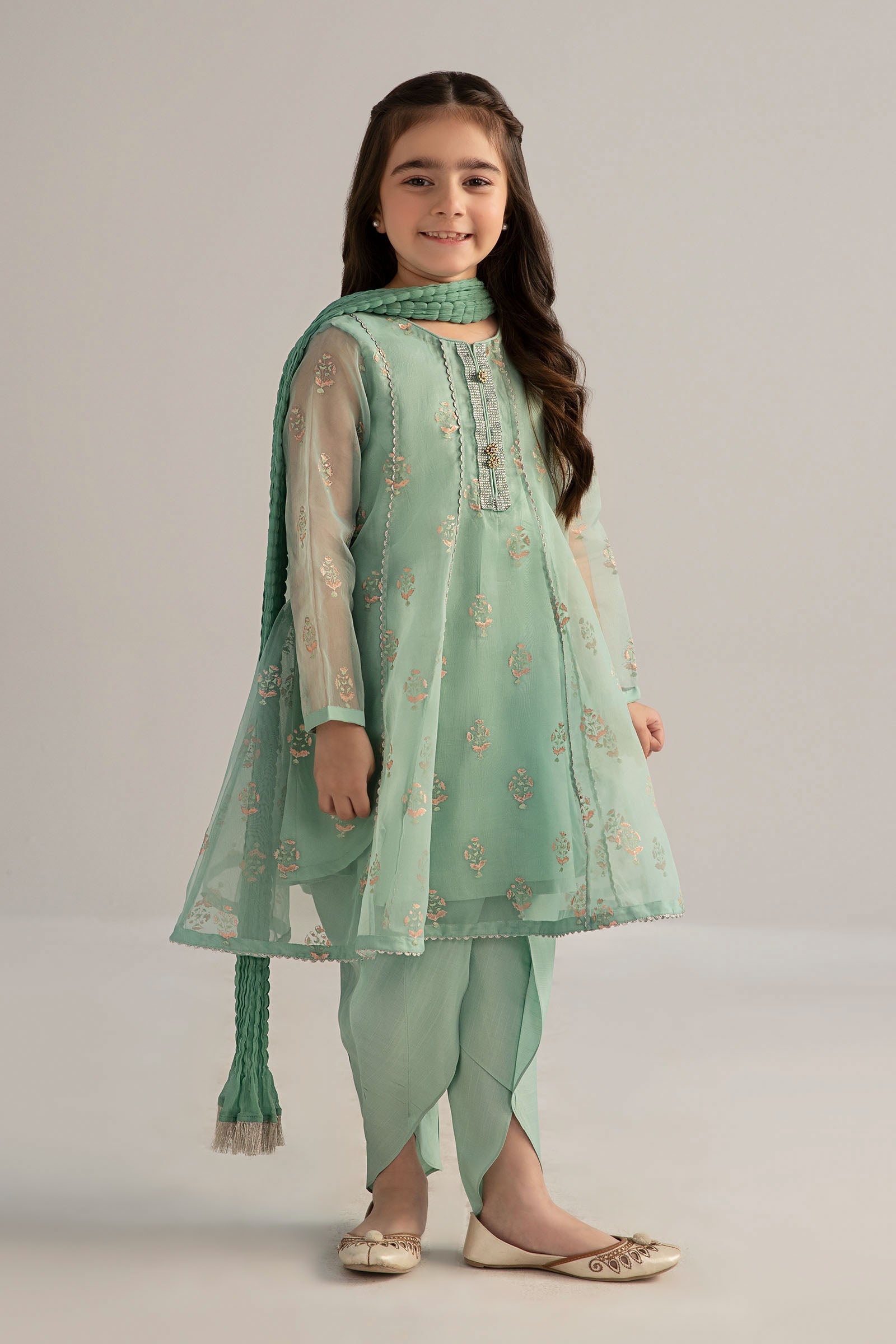 3 Piece Printed Poly Organza Suit - Kids Clothes - available at Maria Faisal in UK and USA