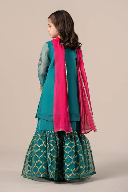 Maria B | 3 Piece Embroidered Organza Suit | MKS-EF25-16 by Maria Faisal - Registered Vendor of : Maria B - type : Kids Clothes - 100% original wedding dresses