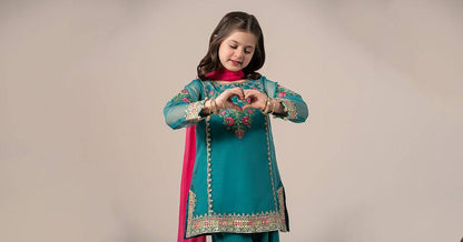 Maria B | 3 Piece Embroidered Organza Suit | MKS-EF25-16 by Maria Faisal - Registered Vendor of : Maria B - type : Kids Clothes - 100% original wedding dresses