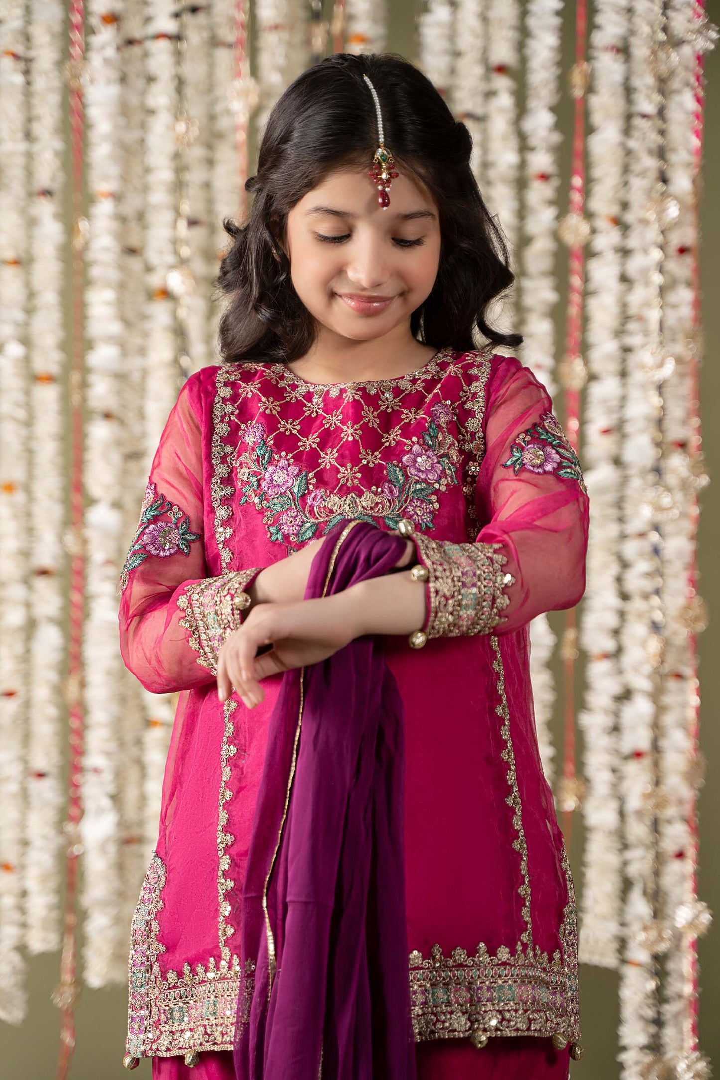 Maria B | 3 Piece Embroidered Organza Suit | MKS-EF25-16 by Maria Faisal - Registered Vendor of : Maria B - type : Kids Clothes - 100% original wedding dresses