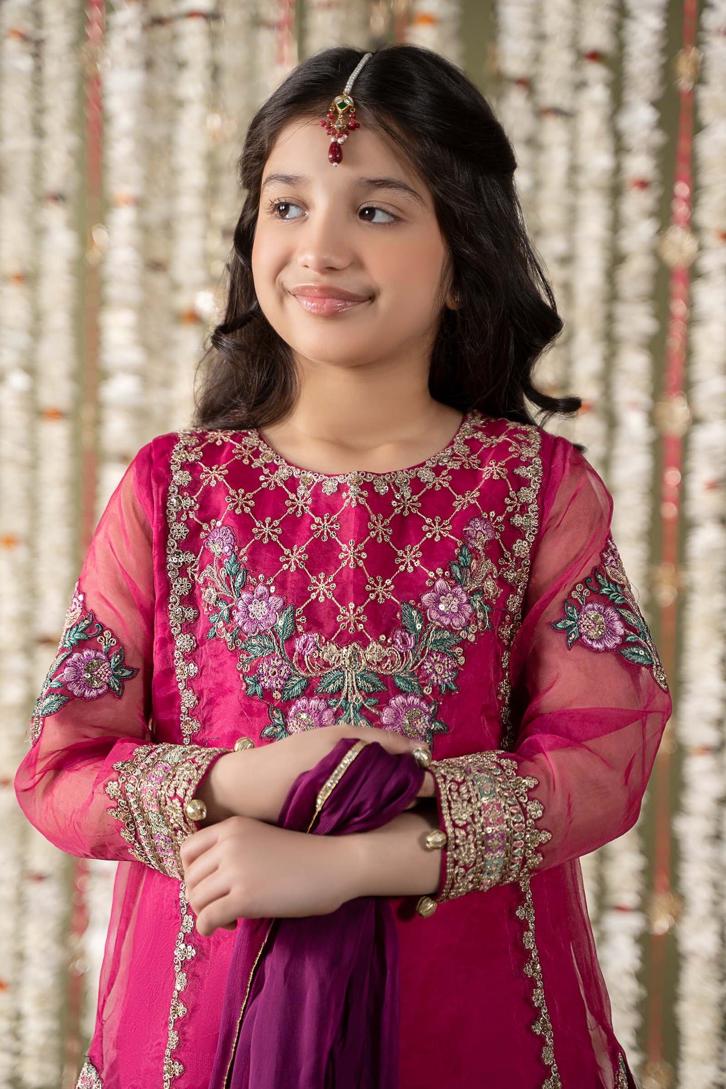 Maria B | 3 Piece Embroidered Organza Suit | MKS-EF25-16 by Maria Faisal - Registered Vendor of : Maria B - type : Kids Clothes - 100% original wedding dresses